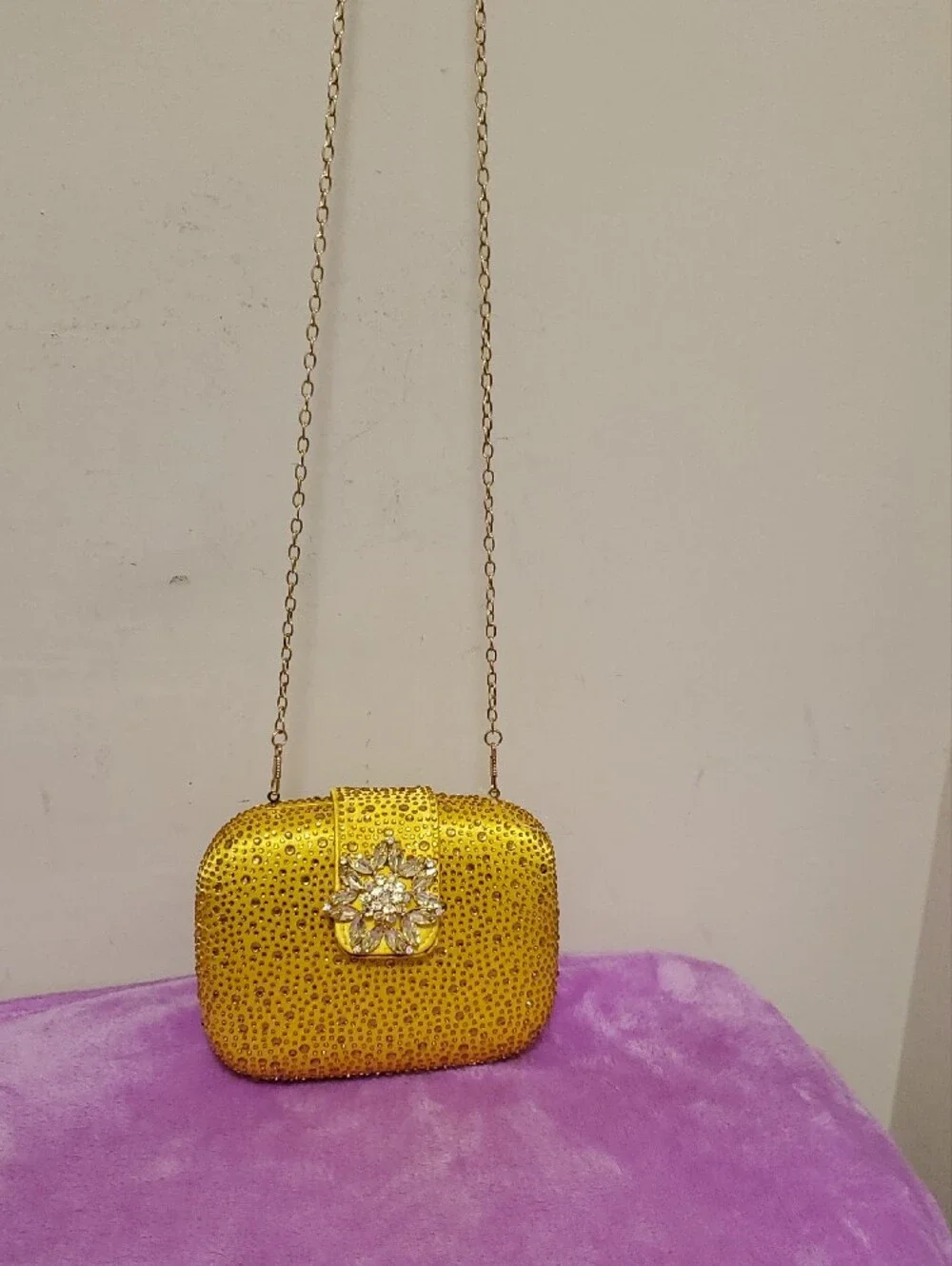 PrettyLittleThing Gold Crystal-Embellished Evening Clutch
